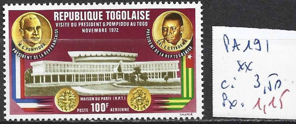 TOGO PA 191 ** côte 3.50 €