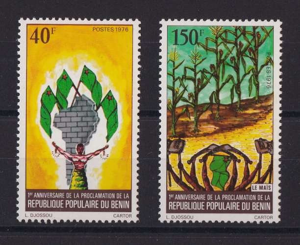 BENIN  Y/T   n° 380/381   neuf **   1976