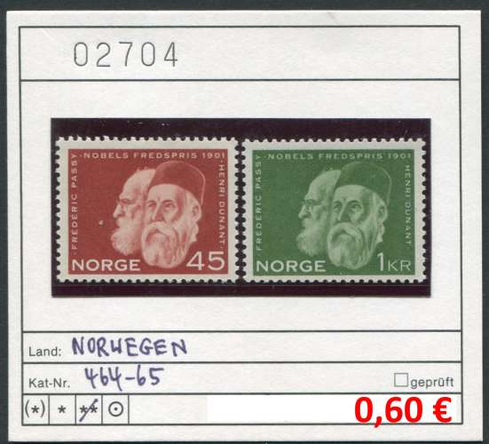 Norvège 1961  - Michel 464-465 - ** neuf mnh - 