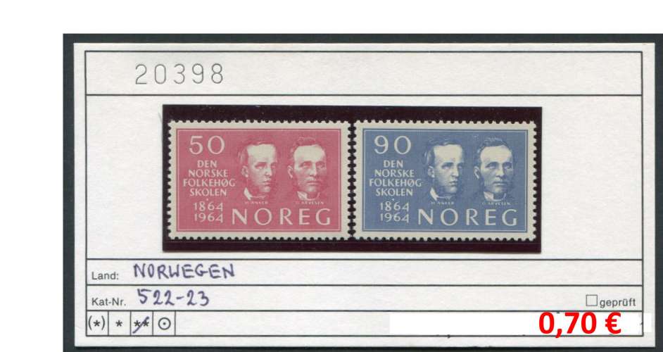 Norvège 1964  - Michel 522-523 - ** neuf mnh - 