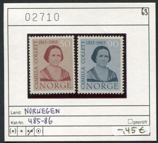 Norvège 1963  - Michel 485-486 - ** neuf mnh - 