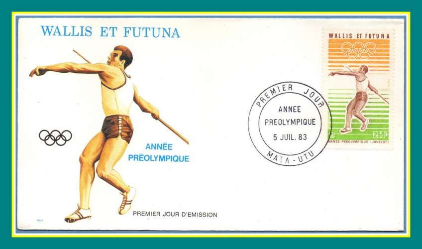 Wallis & Futuna FDC N° PA 126 Année Préolympique 1983 Javelot