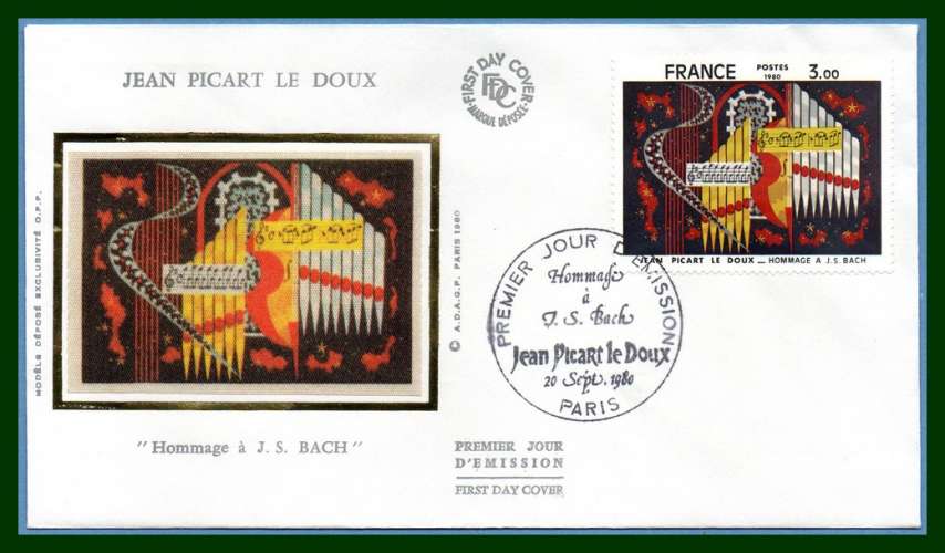  FDC soie N° 2107 Jean Picart Le Doux 1980 Tapisserie Orgue musique 