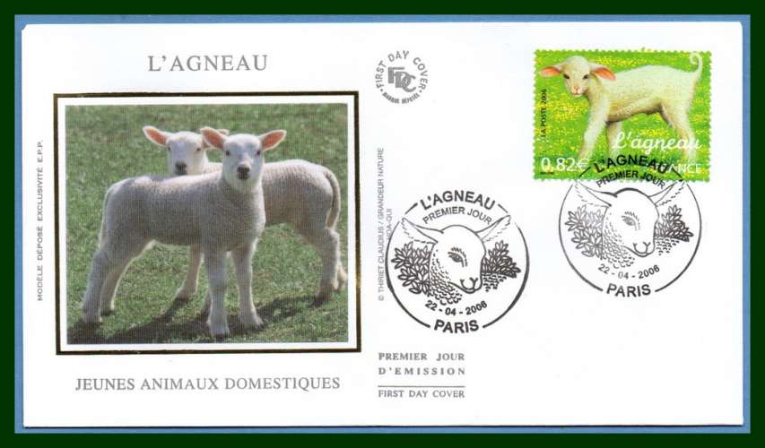  FDC soie N° 3900 Agneau 2006 mouton