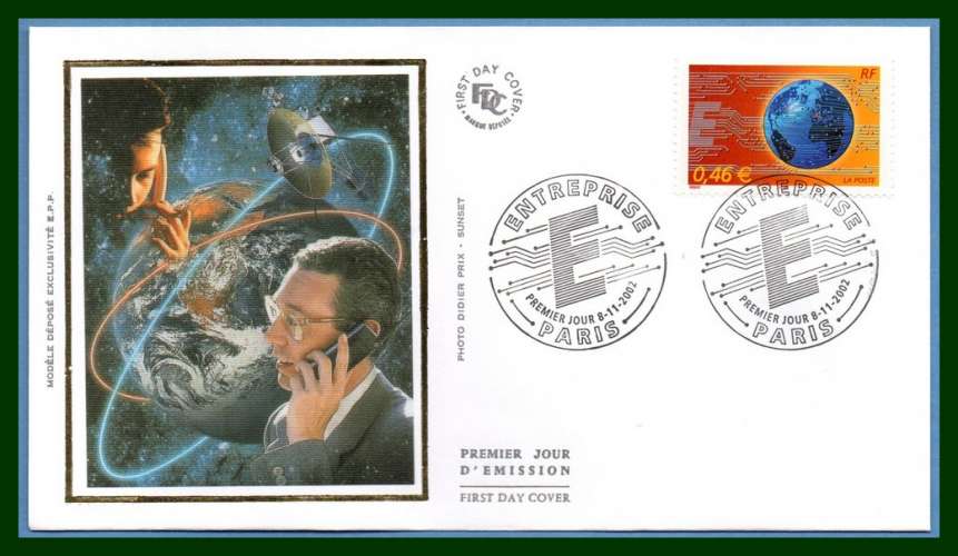 FDC soie N° 3532 Le Monde en réseau 2002 