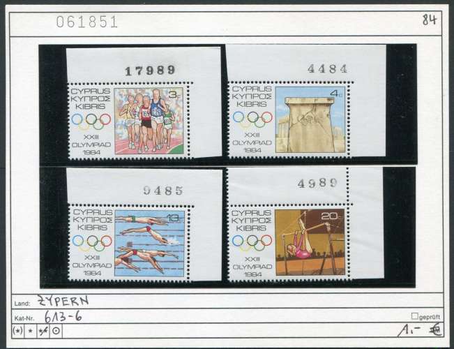 Chypre 1984 - Michel 613-616 - ** mnh neuf - 