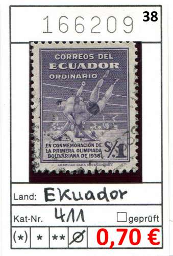 Equateur 1938 - Michel 411 - oo oblit.