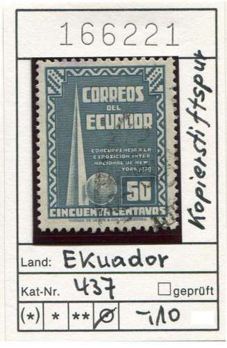 Equateur 1939 - Michel 437 - oo oblit.