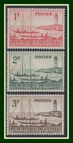 Guinée N° 8 - 9 - 10 ** MNH Phares 1959