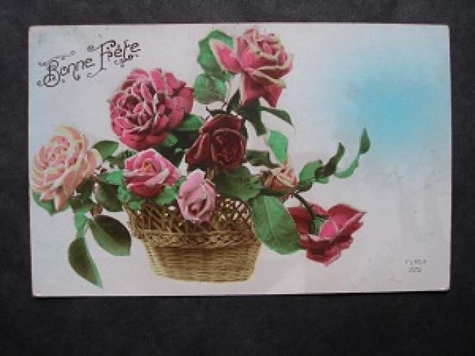 CP - Panier de roses