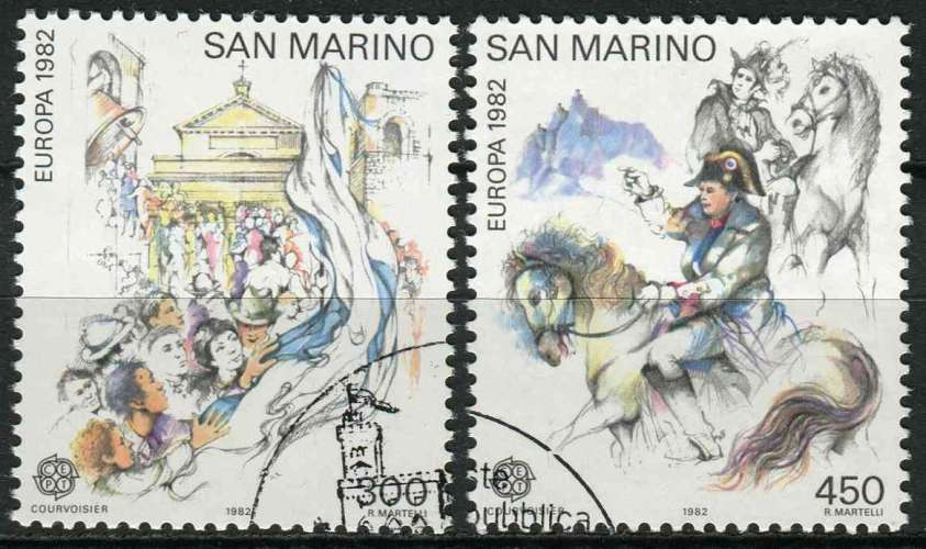 SAINT MARIN 1982 OBLITERE N° 1055 1056 europa