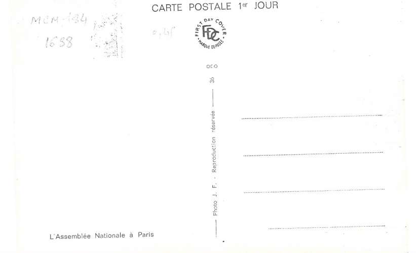 Carte maximum - 1971 - Y & T : 1688 - Assemblée nationale, Palais Bourbon