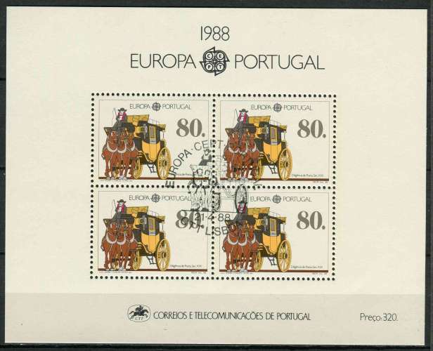 PORTUGAL 1988 OBLITERE BF N° 58 europa