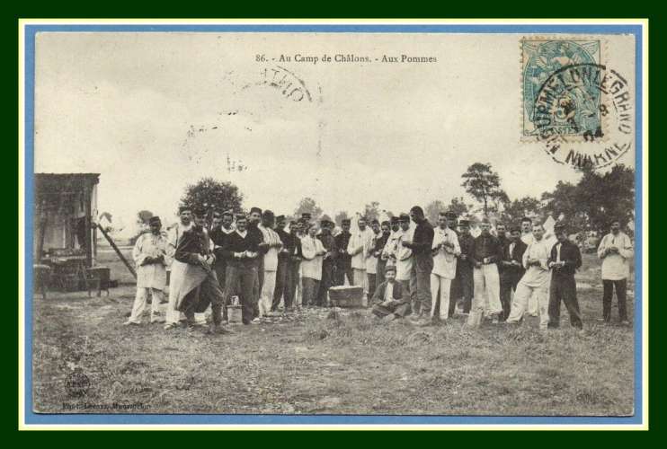 CPA  Camp de Châlons (51) Aux Pommes voy. 1904