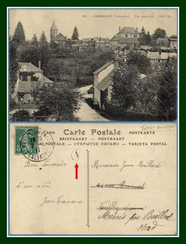 CPA TORDOUET (14) Vue générale voy. 1911 + indicatif Facteur