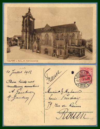 CPA COLMAR (68) Martinskirche, voy. Deutsches Reich 1912