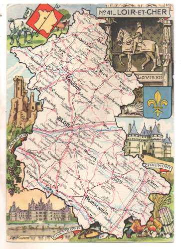 cpsm 41 Loir et Cher  Carte Géographique de Pinchon