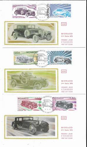 LOT 6 enveloppes 1er Jour MONACO n°1018/1028 - automobilesFDC  