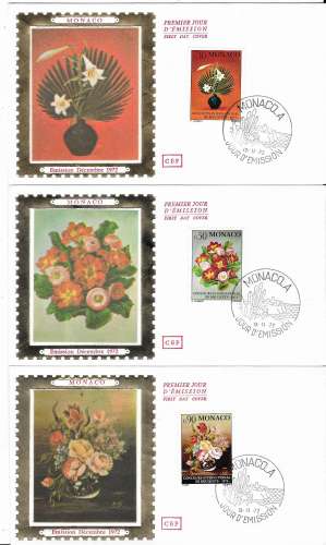 LOT 3 enveloppes 1er Jour MONACO n°897/899 - concours international de bouquets - fleurs FDC  