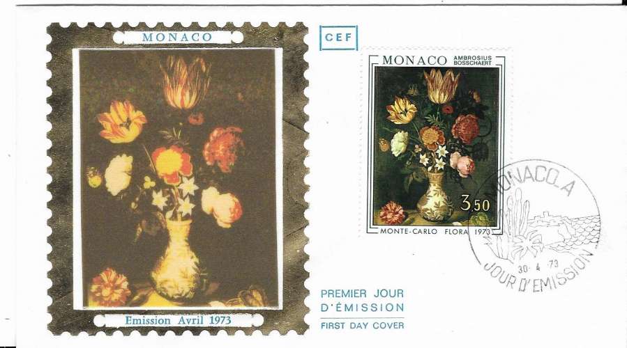 enveloppe 1er Jour MONACO n°916 - Monte Carlo floral 1973 - fleurs FDC  