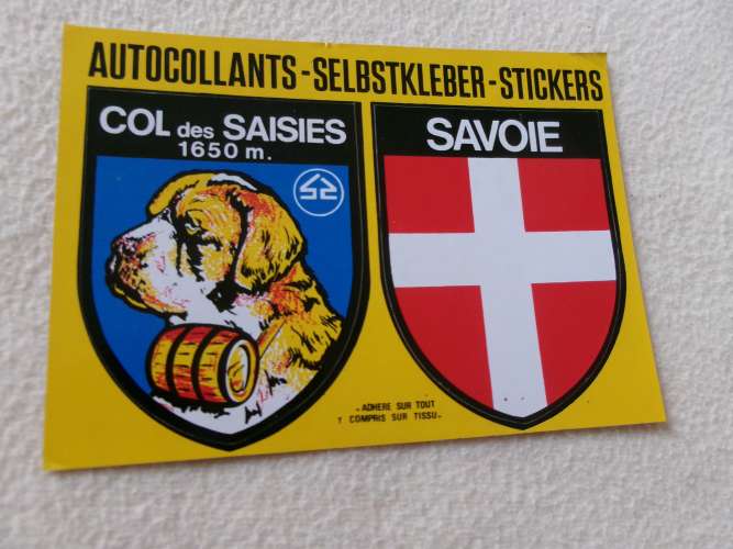 CARTE AUTOCOLLANT BLASON SAVOIE ET COL DES SAISIES