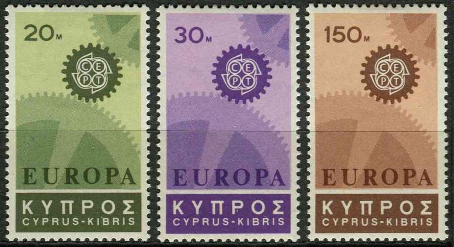 CHYPRE 1967 NEUF* charnière N° 284 à 286 europa