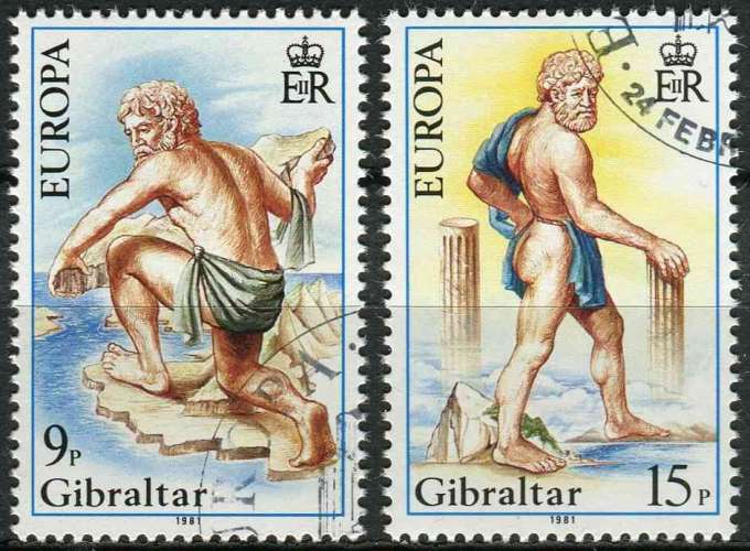 GIBRALTAR 1981 OBLITERE N° 418 419 europa