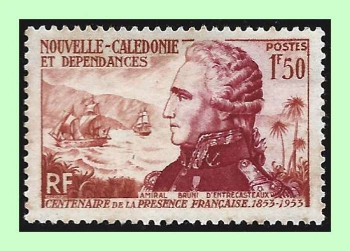 Nouvelle Calédonie  N° 280 * Amiral Bruni d' Entrecasteaux 1953 voilier