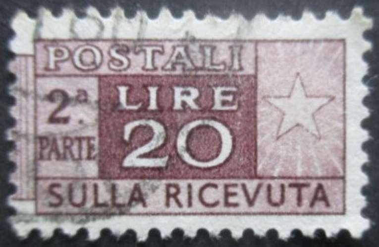 ITALIE Colis postaux N°75 filigrane étoile partie droite oblitéré