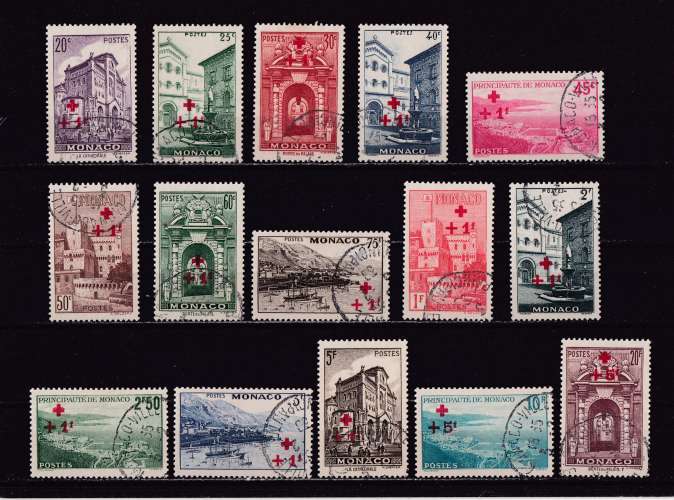 MONACO   Y/T   n° 200/214   oblitéré  1940 