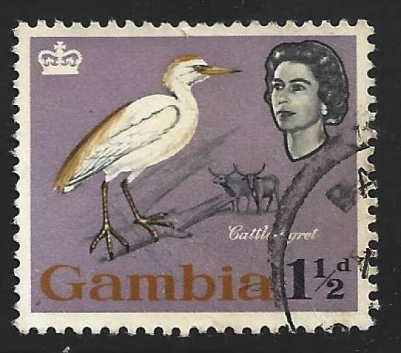 Gambie N° 170 obl. Oiseau Aigrette blanche 1963