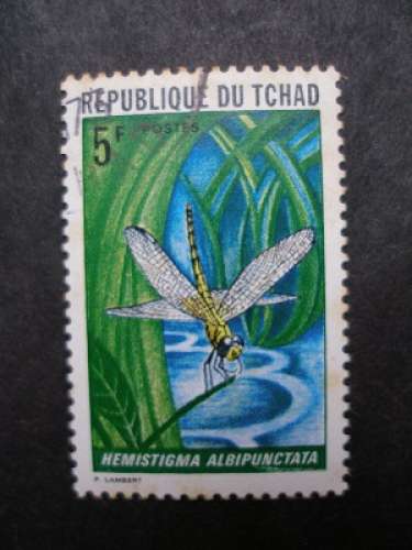 Tchad 1972 - Libellule b(Hemistigma albipunctata)- Oblitéré