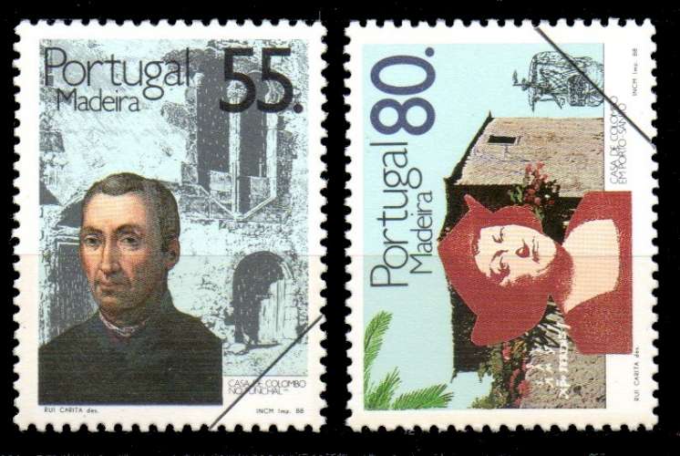 Portugal Madère Yvert N°129 & 130 Oblitéré 1989 Maison de Christophe Colomb