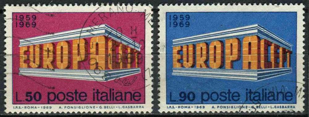 ITALIE 1969 OBLITERE N° 1034 1035 europa