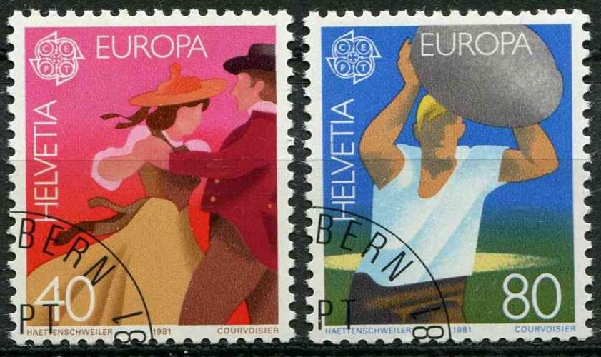 SUISSE 1981 OBLITERE N° 1126 1127 europa