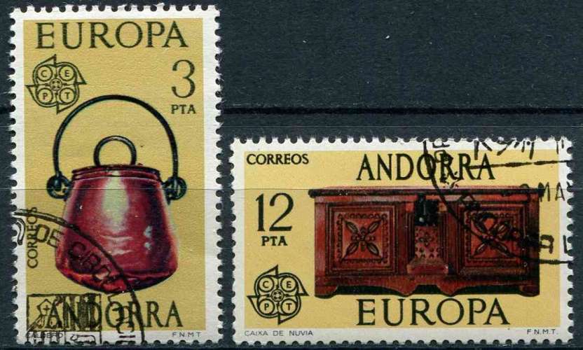 ANDORRE ESP 1977 OBLITERE N° 94 95 europa