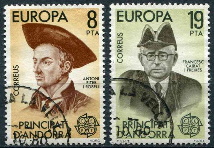 ANDORRE ESP 1980 OBLITERE N° 124 125 europa