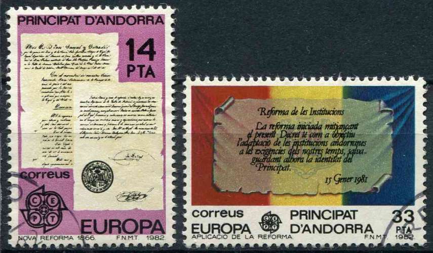 ANDORRE ESP 1982 OBLITERE N° 146 147 europa