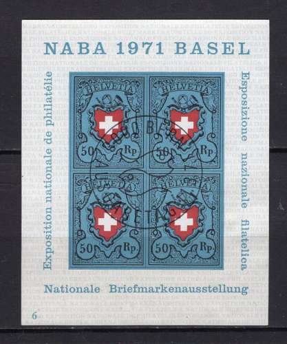 SUISSE 1971 EXPOSITION PHILATELIQUE NABA  1971 BLOC OBLITERE