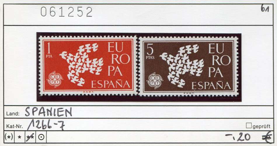 Espagne 1961 - Michel 1266-1267 - ** neuf mnh