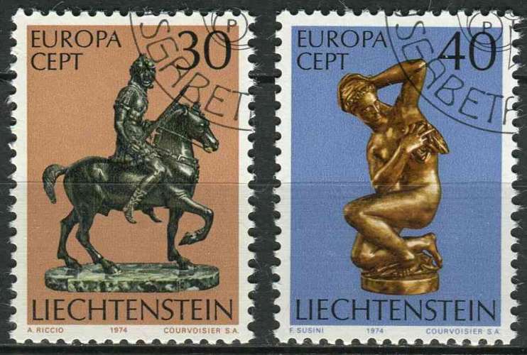 LIECHTENSTEIN 1974 OBLITERE N° 543 544 europa