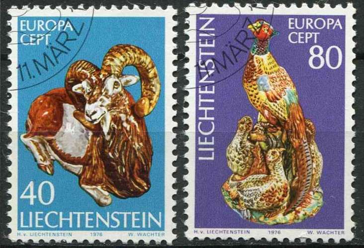 LIECHTENSTEIN 1976 OBLITERE N° 585 586 europa