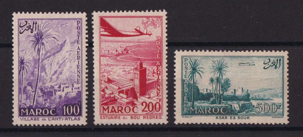 MAROC  YT  PA n° 100/102    neuf **    1955