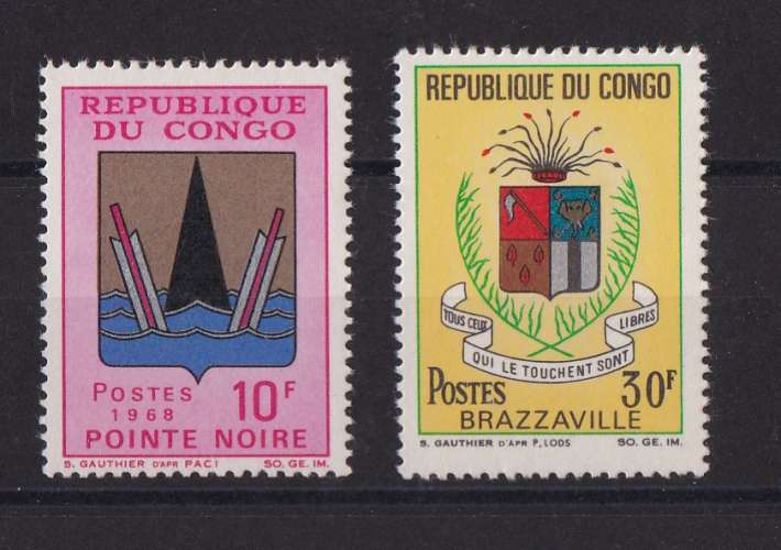 CONGO   Y/T   n° 213/214   neuf **    1967