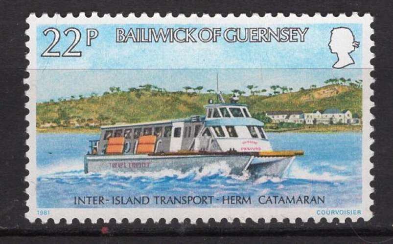 GUERNESEY 1981 LES  BATEAUX  LE CATAMARAN DE HERM  NEUF**