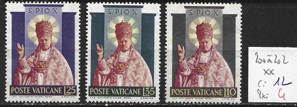 VATICAN 200 à 202 ** côte 12 €