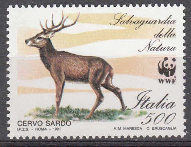 Italie 1991  Y&T  1928  N**  cerf   WWF