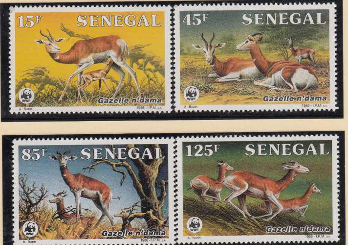 Sénégal 1986  Y&T  661/64  N**  gazelles   WWF