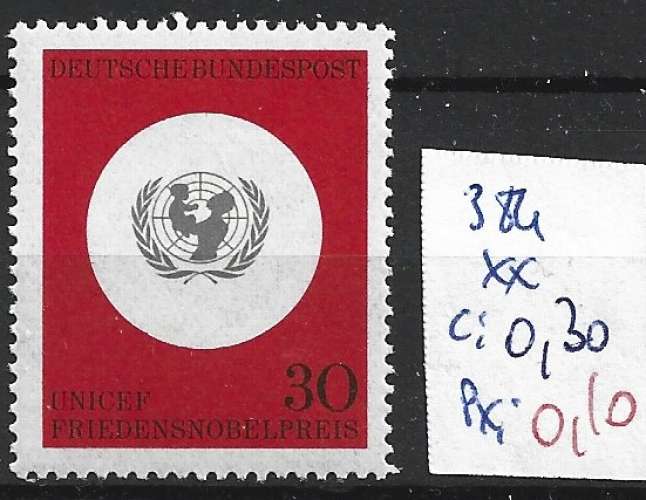 ALLEMAGNE RFA 384 ** côte 0.30 €