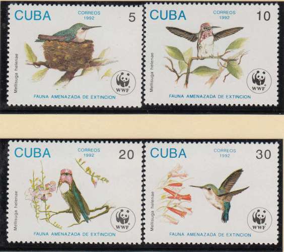 Cuba 1992  Y&T  3224/27  N**  oiseau mouche   WWF